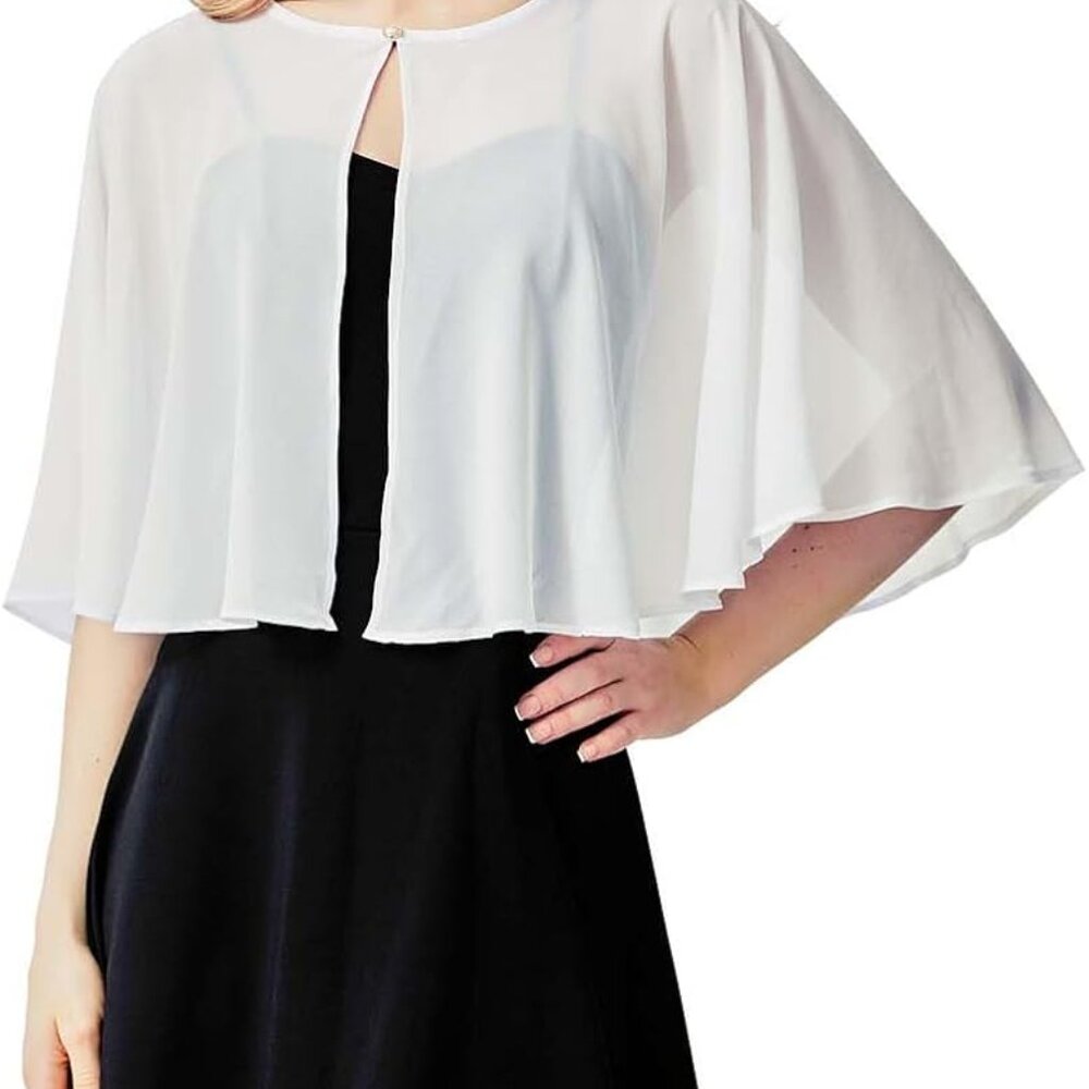 Chiffon Capelet Women's Soft Shawls and Wraps for Evening Dresses, Wedding Forma - Picture 2 of 5